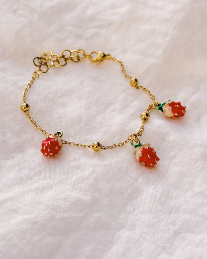 keari - Edelstahlarmband mit Erdbeer-Charms